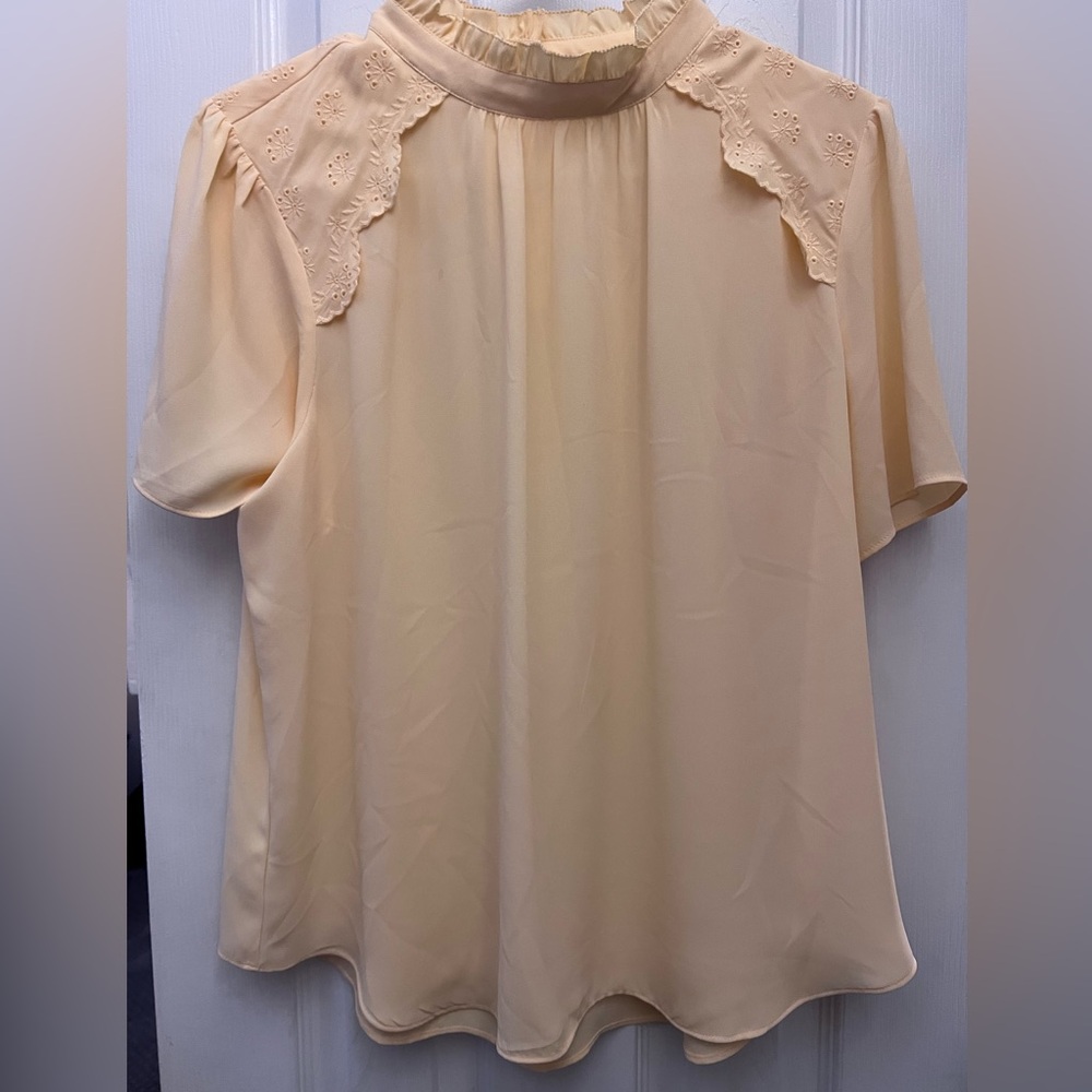 Ann Taylor - Semi-Sheer - Pale Yellow Ruffled Blouse